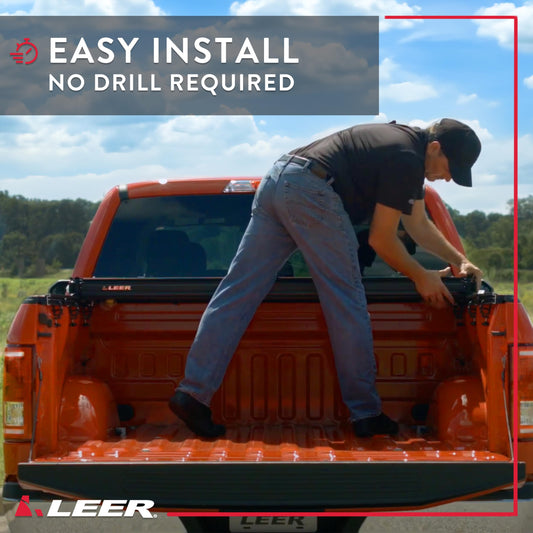 LEER 631170 LEER HF350M Tri-Folding Truck Bed Tonneau Cover, Fits Chevy Silverado and GMC Sierra/Sierra Limited, Years 2014-2018 and 2019, 6'6" Truck Bed, Black