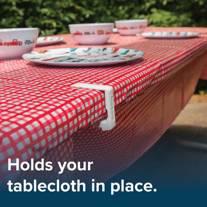 CAMCO 51077 Camco Deluxe Tablecloth Clamps | Features a Spring-Loaded Design for a Strong Hold, a Heavy-Duty Plastic Construction, and Fits Tables Up to 1-1/2-Inches Thick | 4-Pack (51077)
