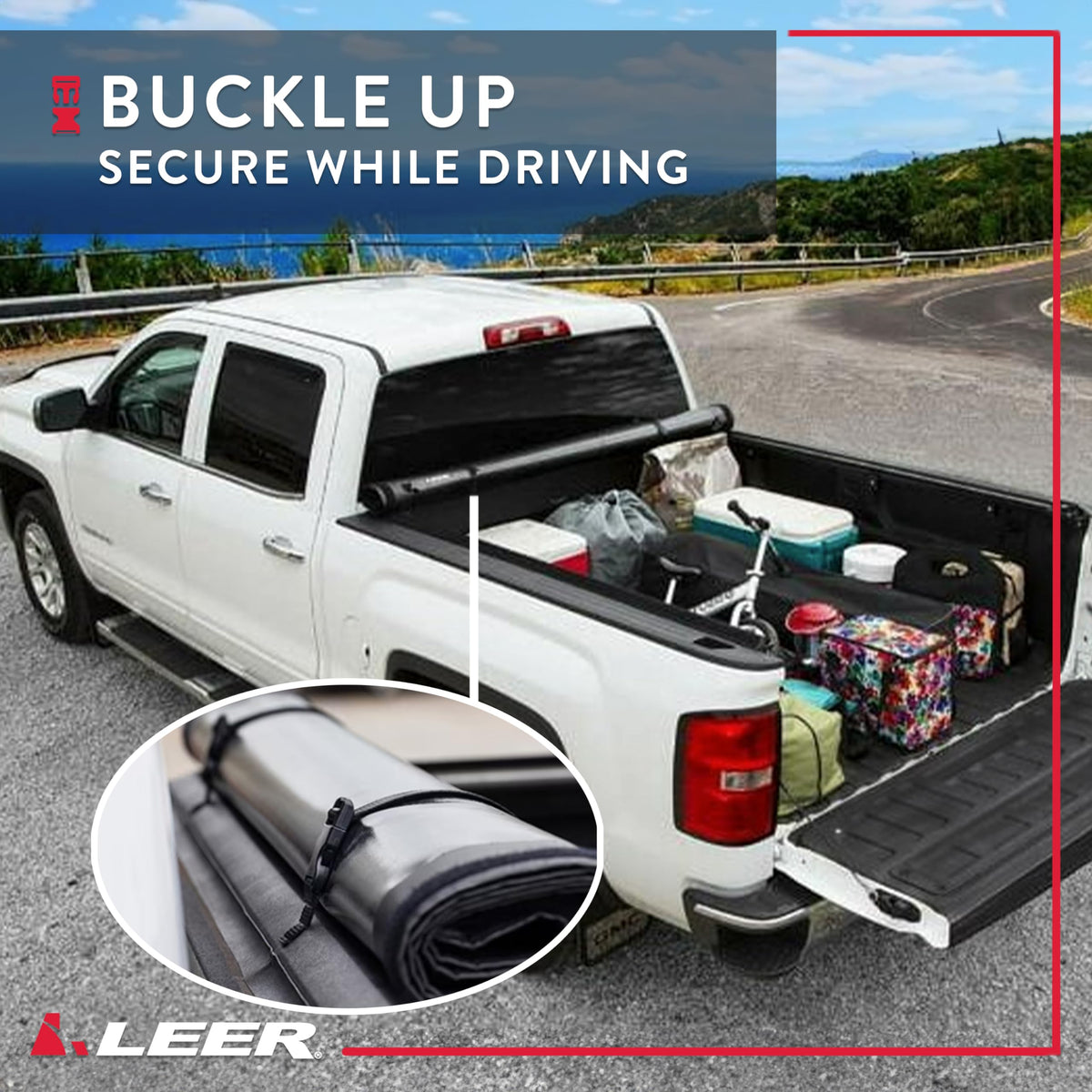 LEER 610320 LEER SR250 Soft Rolling Truck Bed Tonneau Cover, Fits Chevy Silverado and GMC Heavy Duty, Years 2020-2026, 6'9" Truck Bed, Black