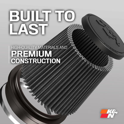 K&N FILTER RU-3102HBK K&N Dryflow Lifetime Universal Clamp-On Air Filter: Dry Synthetic, Washable, Oil-Free: Flange Diameter: 6 In, Filter Height: 6 In, Flange Length: 1 In, Shape: Round Tapered, RU-3102HBK