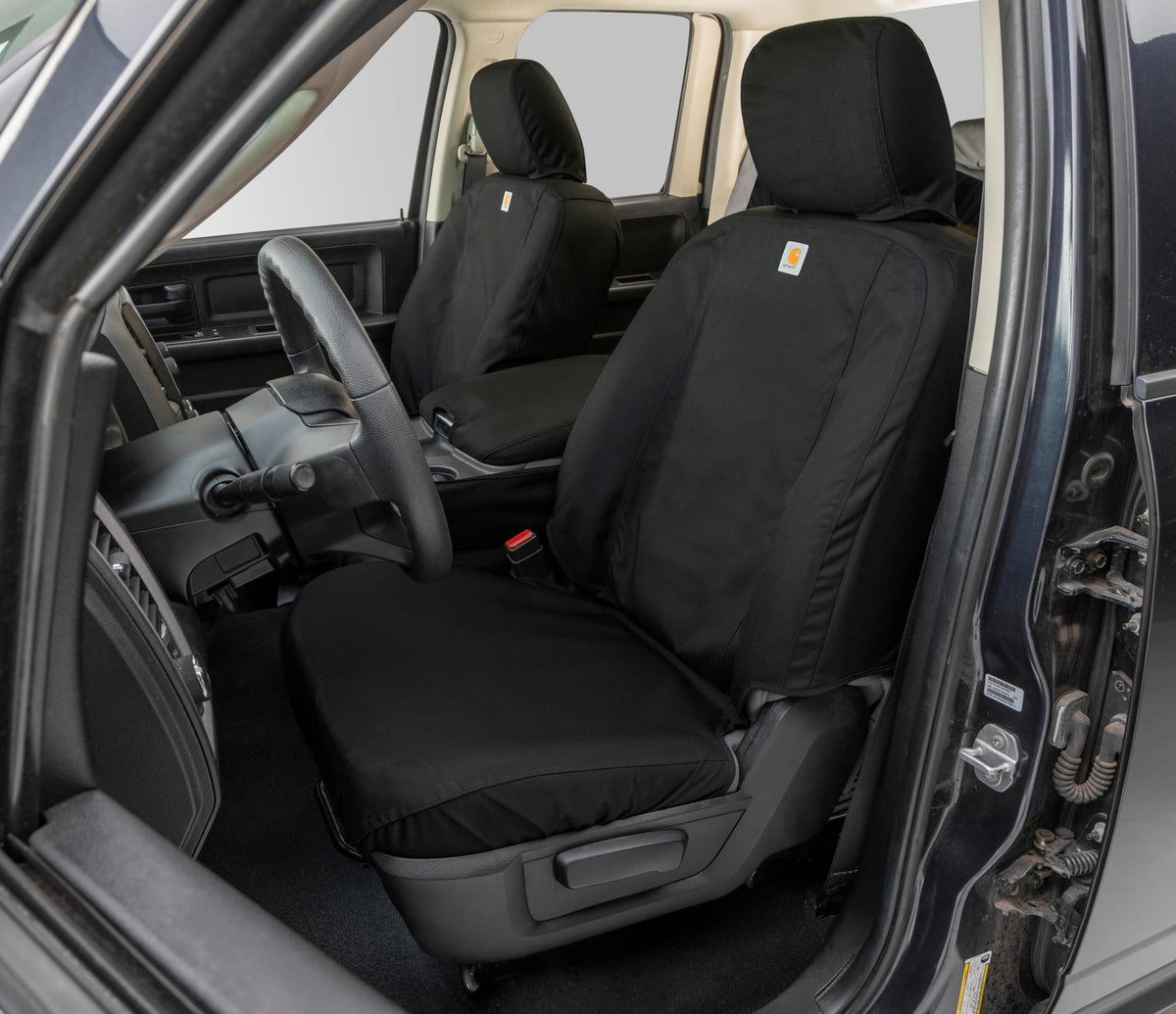 Covercraft SSC2485COBK Covercraft Carhartt Super Dux SeatSaver Custom Seat Covers for 2015-2018 Ford F-150 (Excludes Raptor), 1st Row Bucket Seats, SSC2485COBK (Black)