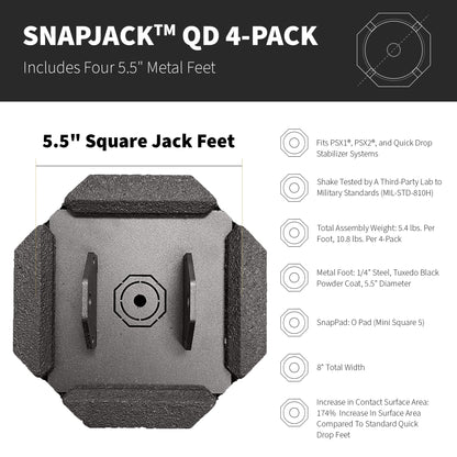 SNAPPAD QDU4 SnapPad SnapJack® QD (Pack of 4) | Four-Point Trailer Jack Stands Featuring 5.5" Metal Foot | Adds 61% Additional Surface Area, 3.79 lbs. Per Pad & 7.25" Total Width | Must-Have RV Accessories