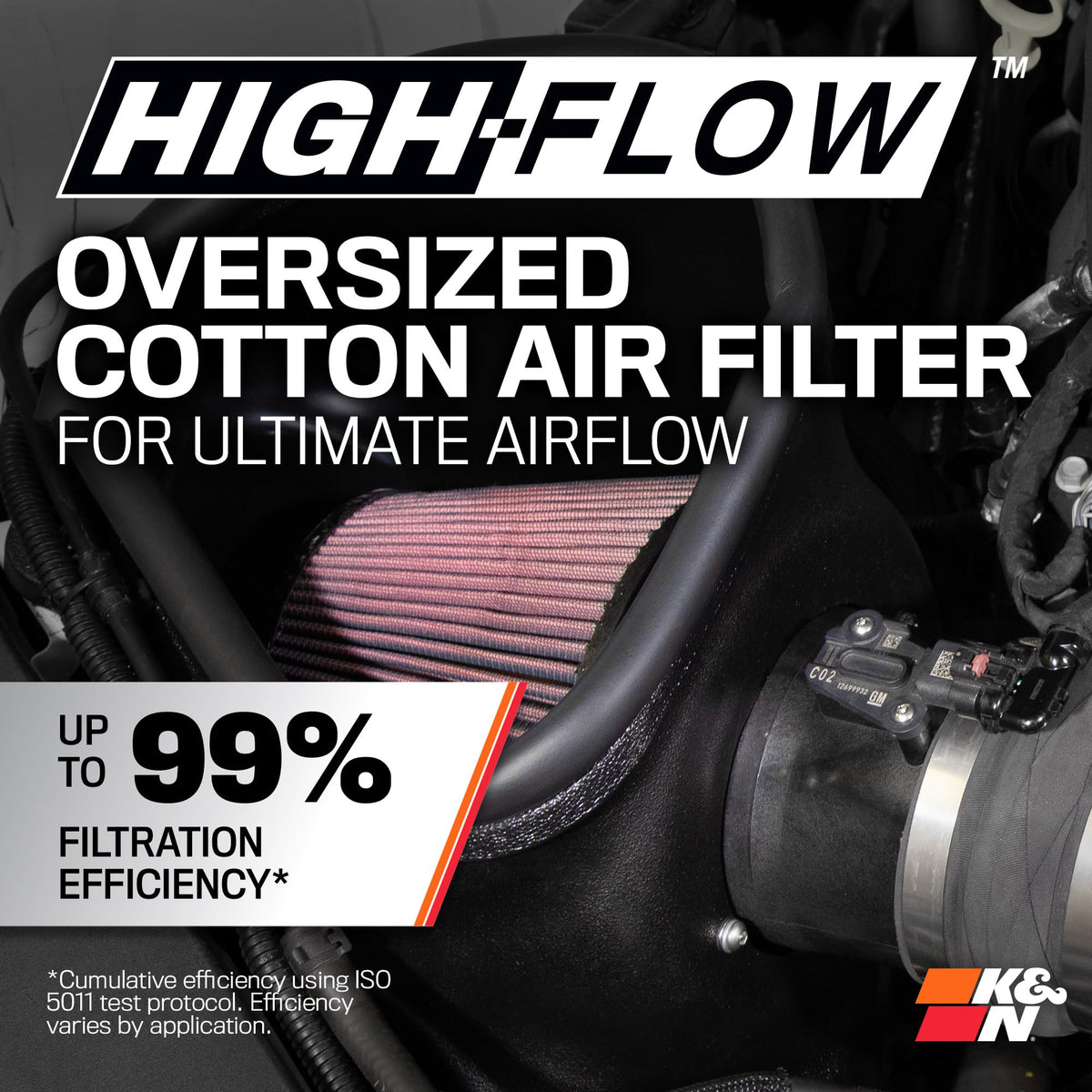 K&N FILTER 63-3121 K&N Cold Air Intake System: High-Flow Air Filter, Increase Performance & Acceleration: Compatible with 2022-2025 Cadillac: CT5, 63-3121