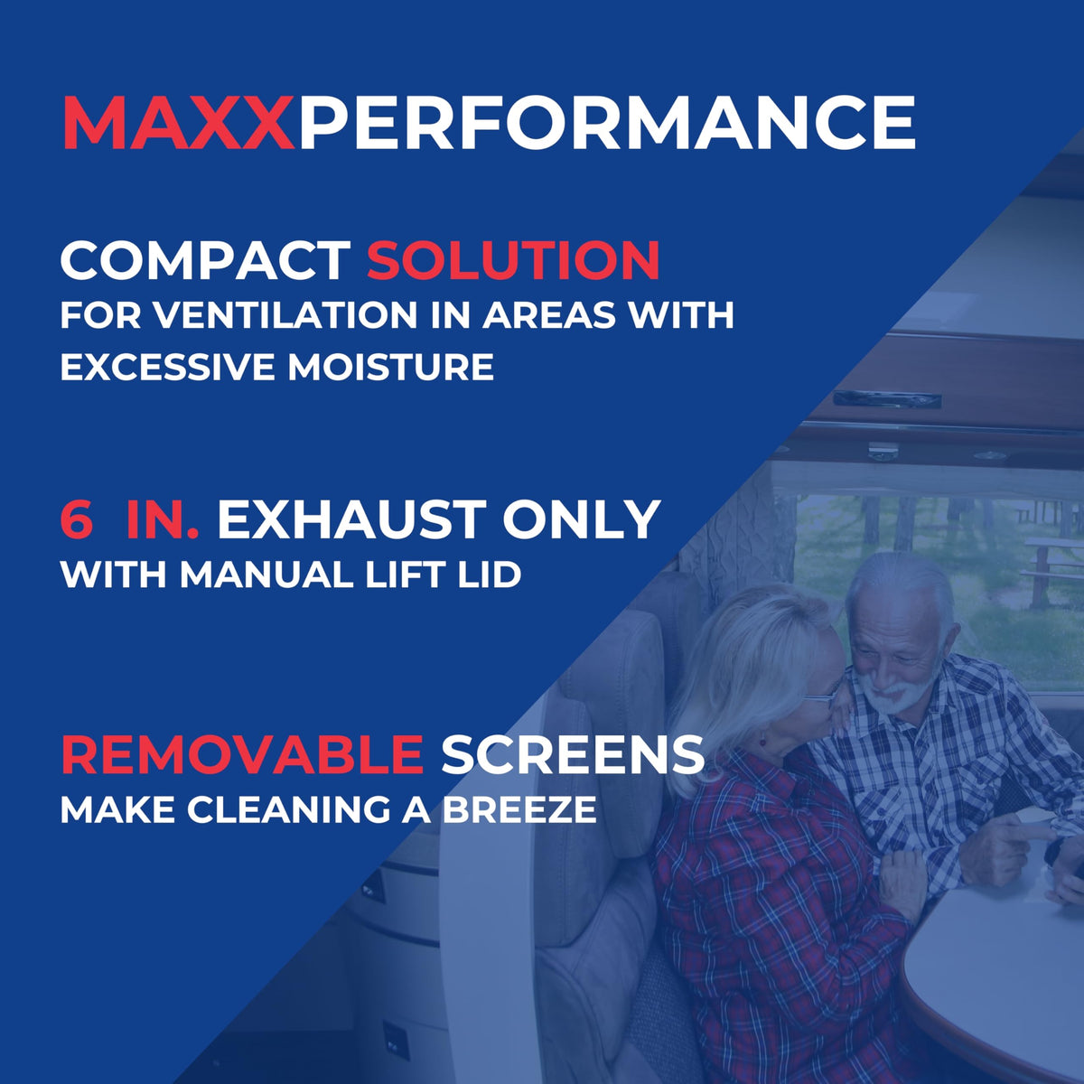 MAXXAIR VENT 00-03812B MAXXAIR Maxxfan Dome 6"" Round 12V Ventilation Fan - Compact Solution for Rooftop or Sidewall Ventilation, Exhaust Only, Removable Screens, Fan Guard Rain Shield, Moisture Control, Black (00-03812B)