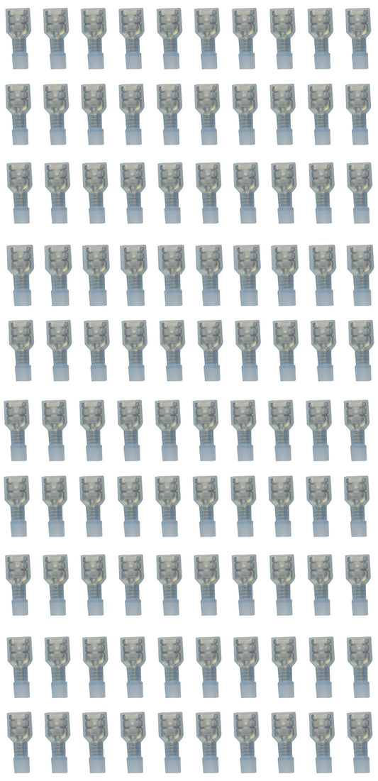 WIRTHCO 80250 American Terminal 80250 Nylon .25" Fully Insulated Quick-Disconnect Terminals, 100 Pack (16-14 Gauge, Female)