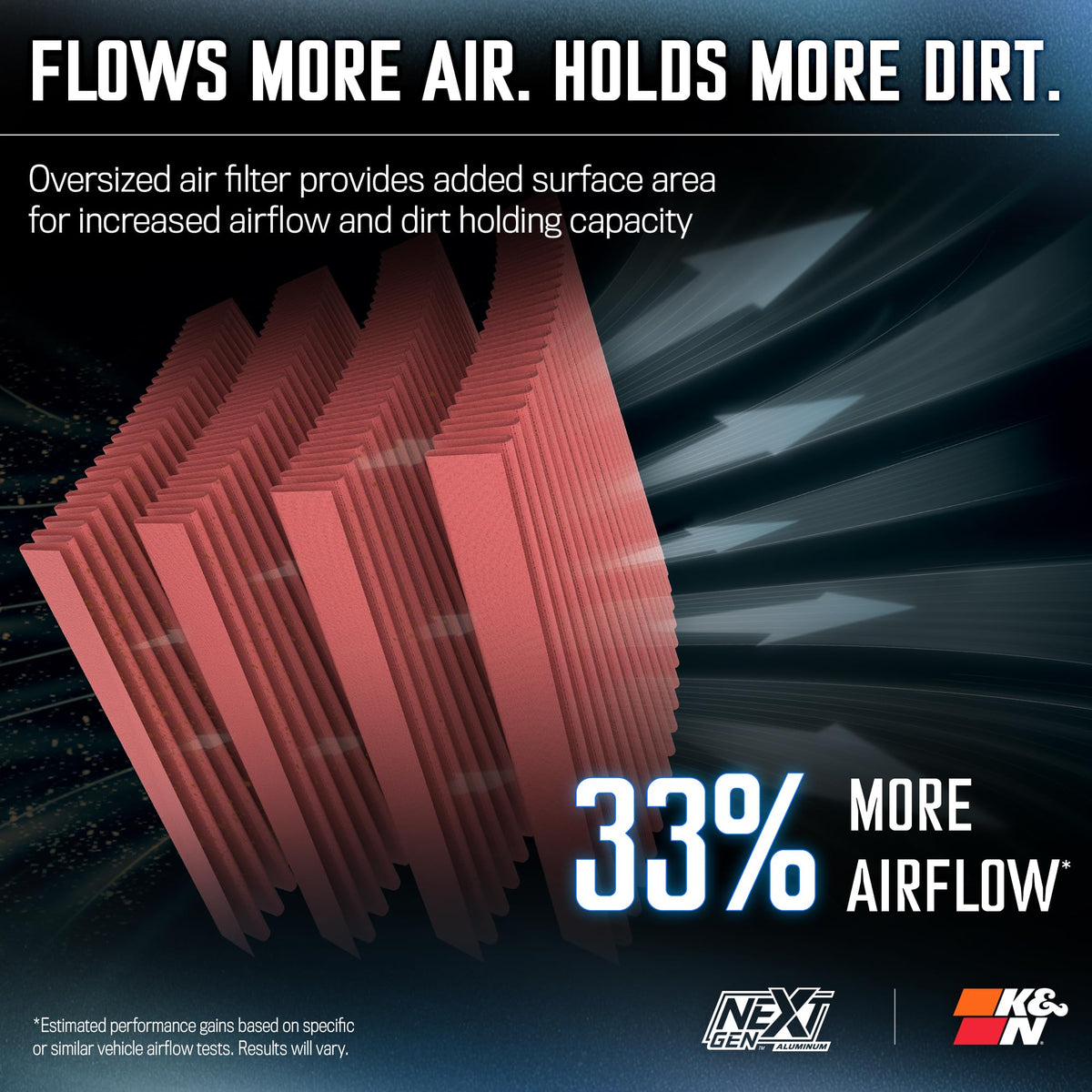 K&N FILTER 70-3110 K&N NextGen Aluminum Cold Air Intake System: High-Flow Cotton Filter: Compatible with 2021-2026 CADILLAC/CHEVROLET/GMC Escalade; Silverado 1500; Suburban; Tahoe; Sierra 1500; Yukon; Yukon XL; 70-3110