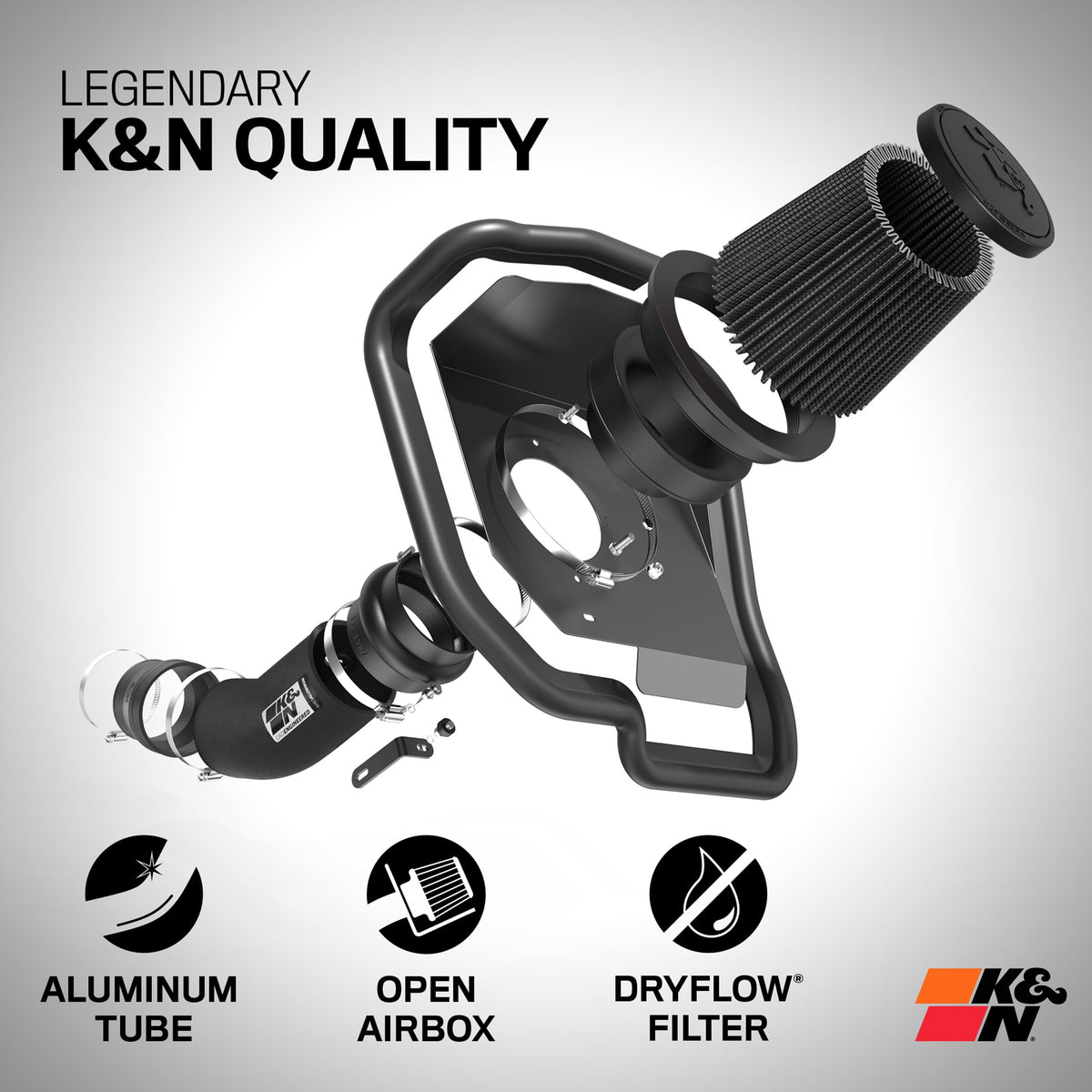 K&N FILTER 71-1576 K&N Cold Air Intake System: High-Flow Air Filter, Increase Performance & Towing: Compatible with Select 2018-2026 V6 3.6L Jeep: Gladiator, Wrangler, JL, 71-1576