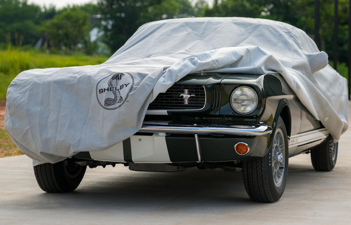 COVERCRAFT C17798FO120AC Shelby Licensed Covercraft Custom 5-Layer All-Climate Car Cover with Snake Logo - UV & Dust Protection, OEM Fit, Weather-Resistant, Softback Fabric