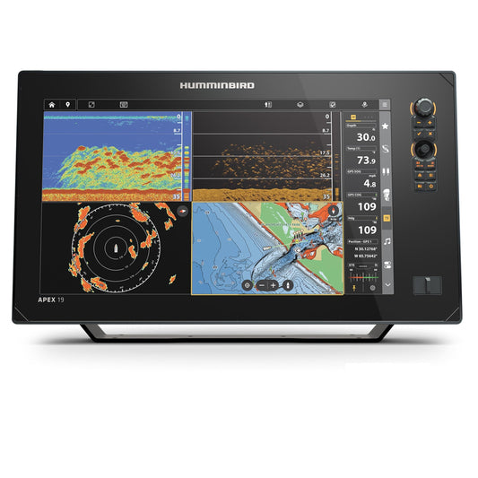HUMMINBIRD 411240-1VX Humminbird APEX 19 VX GPS Fish Finder with Transducer, LakeMaster and CoastMaster VX Maps and MEGA Side Imaging+