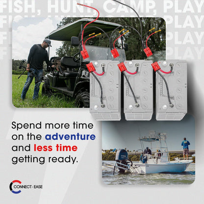 CONNECT EASE RCE36VBCHK Connect-Ease 36V Trolling Motor Connection Kit RCE36VBCHK | Series Connection for 12V Batteries with Onboard Battery Charger | Powers any 36V Trolling Motors | Plug and Play | Batteries Not Included