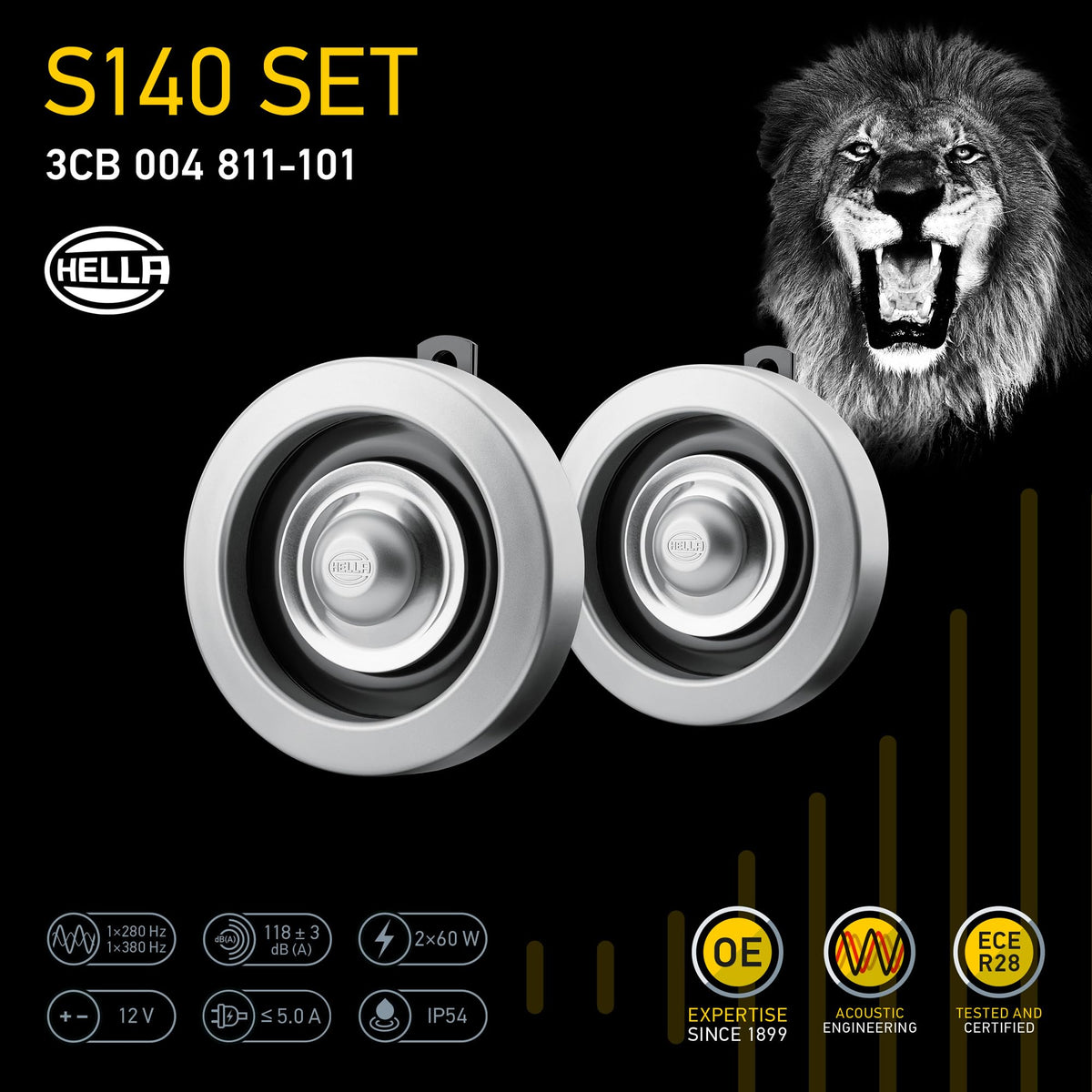 Hella 004811101 DISC HORN AVANT TONE 12V 280HZ/380HZ SET S140