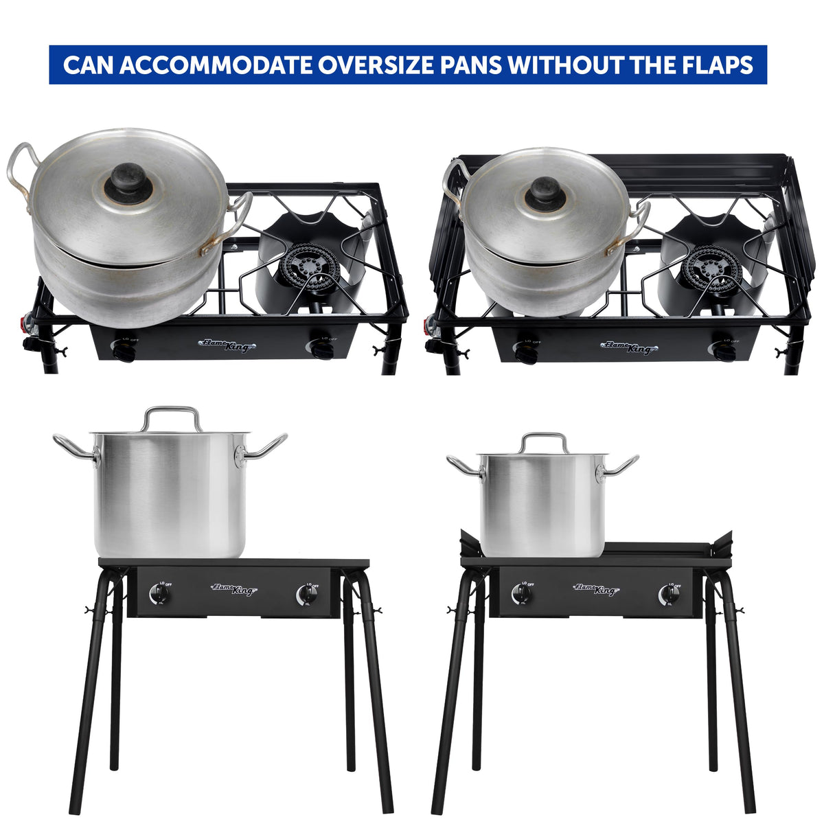 FLAME KING YSN-DB60K Flame King Outdoor Propane Double Dual Burner Stove 200K BTU Turkey Fryer/Camp Cooker, Portable with Stand Great for Backyard Cooking, Home Brewing & Canning