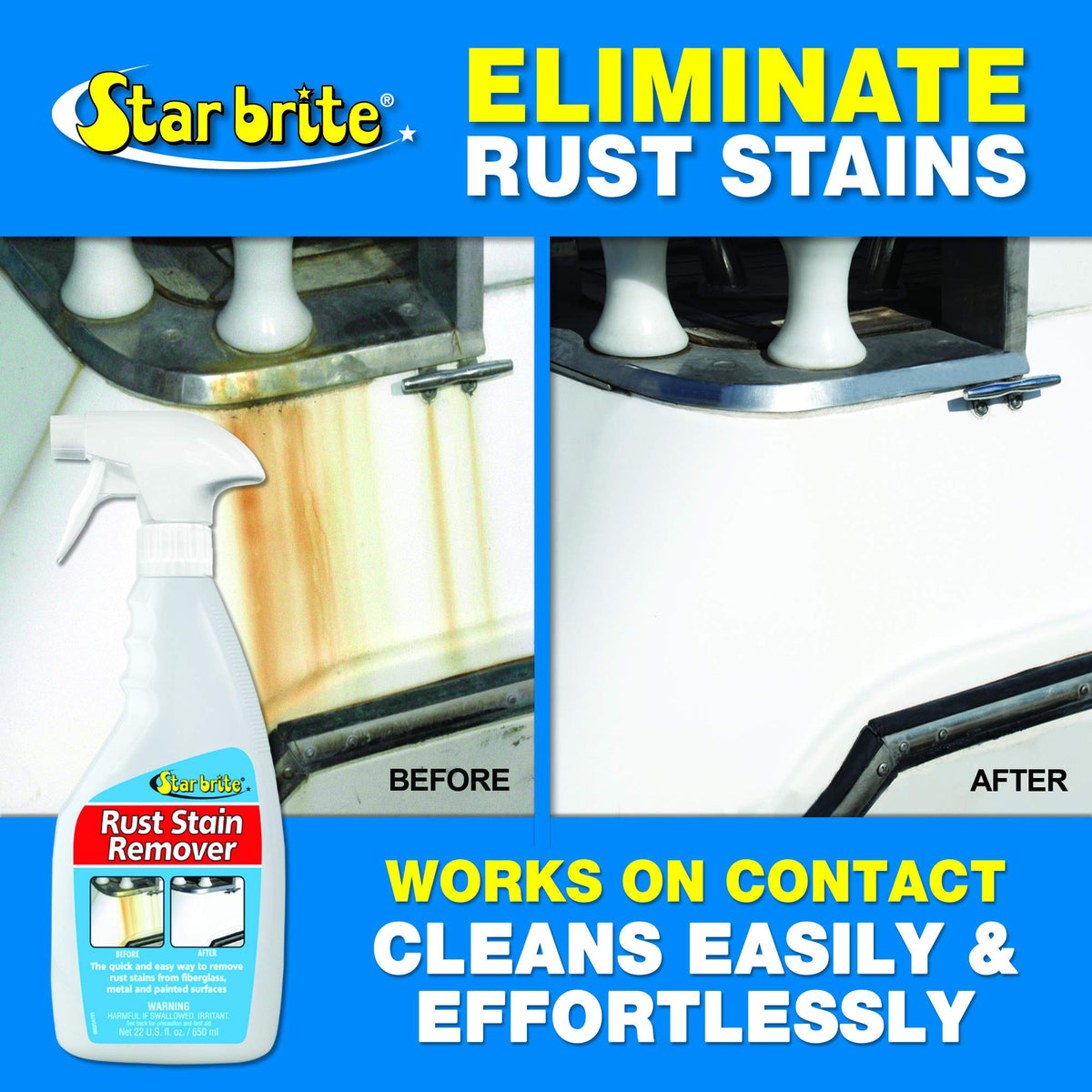 STAR BRITE 089222P STAR BRITE Rust & Corrosion Stain Remover - Fast-Acting Spray for Fiberglass, Vinyl, Fabric, Metal & Painted Surfaces - Also Removes Sprinkler Stains 22 OZ (089222P)