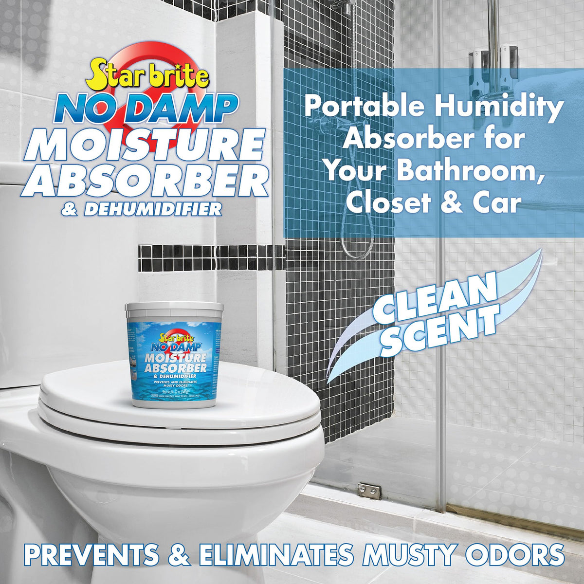 STAR BRITE 085412 STAR BRITE No Damp Moisture Absorber & Dehumidifier - Simple, Portable, Humidity Control for Boats, RVs, Seasonal Homes & More - Prevent Musty Odor & Moisture Damage