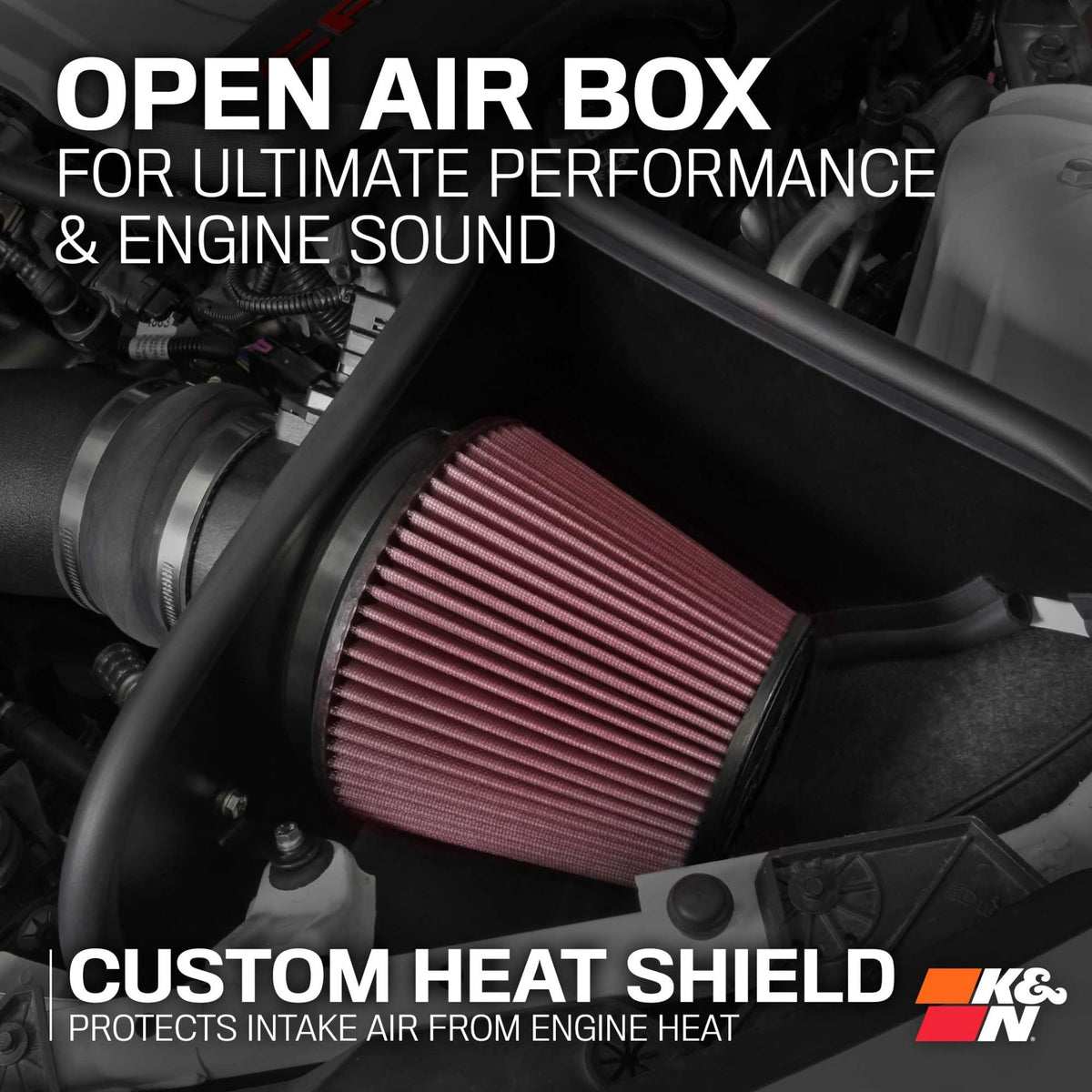 K&N FILTER 63-3092 K&N Cold Air Intake System: High-Flow Air Filter, Increase Performance & Acceleration: Compatible with 2016-2024 CHEVROLET: Camaro SS, 63-3092
