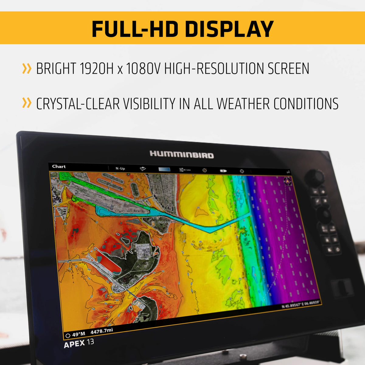 HUMMINBIRD 411500-1VXCHO Humminbird APEX 16 VX CHO GPS Fish Finder with LakeMaster and CoastMaster VX Maps and MEGA Side Imaging+ (Control Head Only)