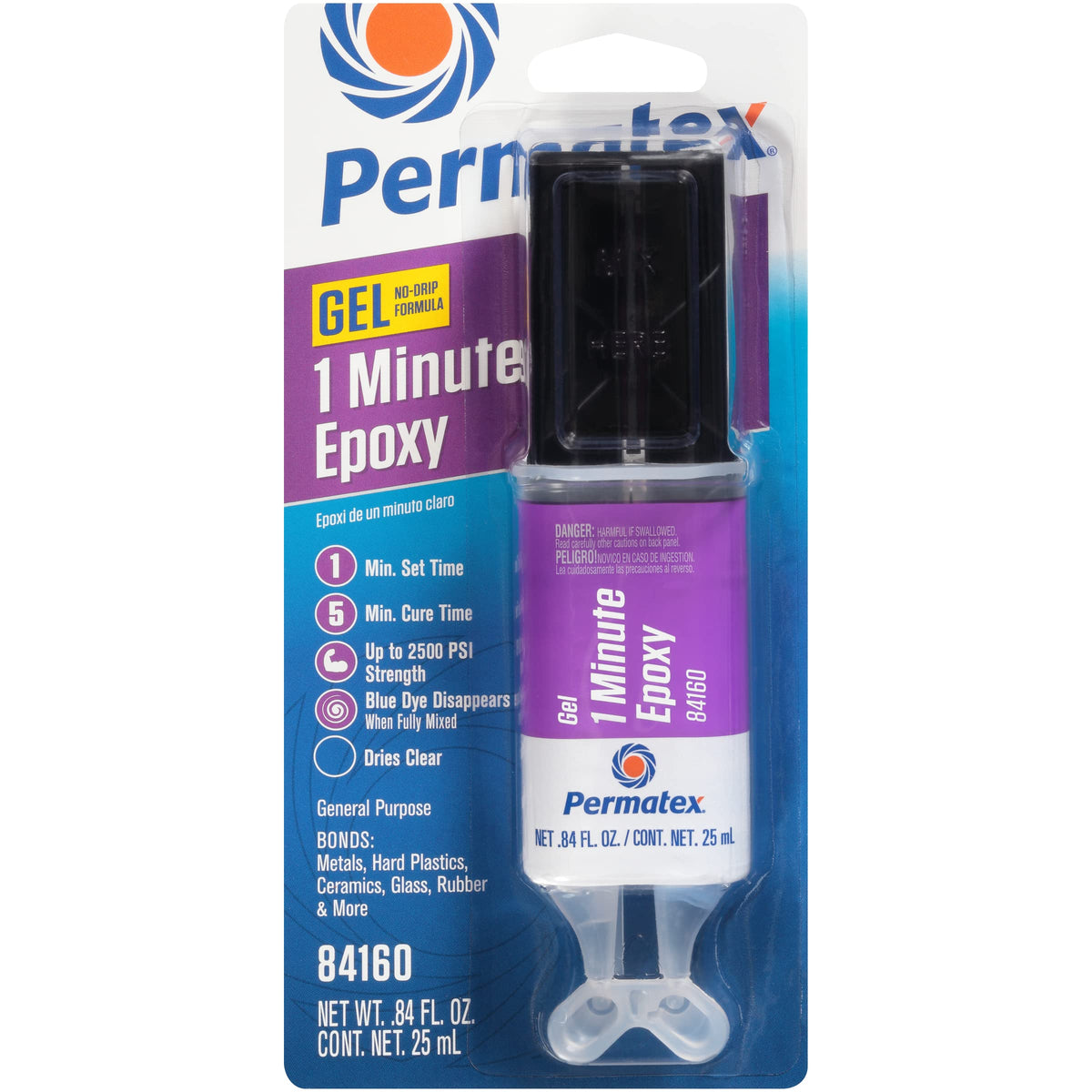 PERMATEX 84160 Permatex 84160 PermaPoxy 1 Minute General Purpose Epoxy, 0.84 oz., Grey