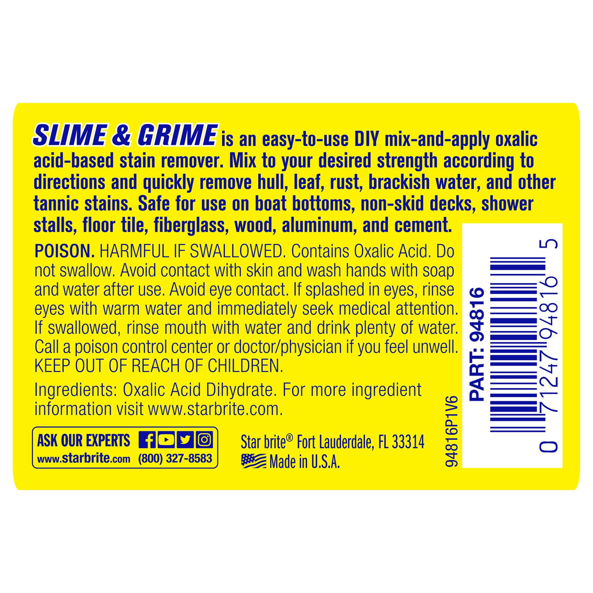 STAR BRITE 094816 Star Brite 094816 SLIME & GRIME STAIN REMOVER 16 OZ.