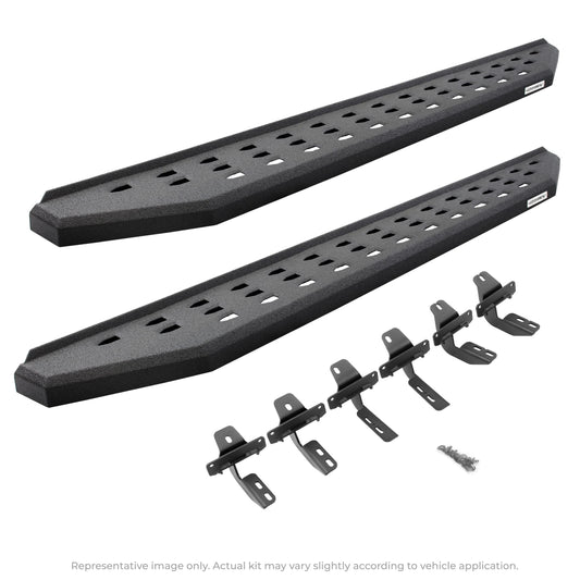 GO RHINO 69441687T Go Rhino RB20 Running Boards & Brackets | Galvanized Steel, Protective Bedliner Coating | 69441687T | Fits 2007-2021 Toyota Tundra Crew Max Pickup