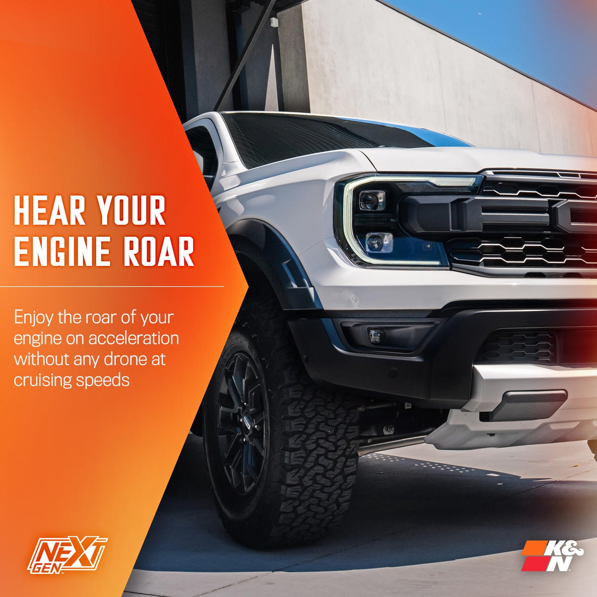 K&N FILTER 50-2628 K&N NextGen Cold Air Intake System: High-Flow Cotton Filter: Compatible with 2024-2025 FORD: Ranger Raptor, 50-2628