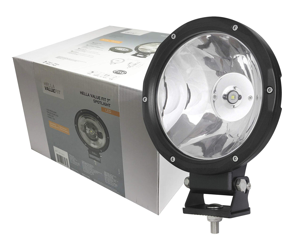 Hella 357200001 ValueFit 7" Driving Beam Light,Black & Silver