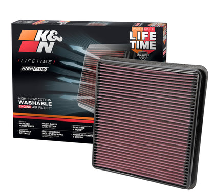 K&N FILTER 33-2387 K&N High-Flow Original Lifetime Engine Air Filter: Increase Power: Premium, Washable: Compatible with 2007-2021 Lexus/Toyota: LX570, Land Cruiser, Sequoia, Tundra, 33-2387