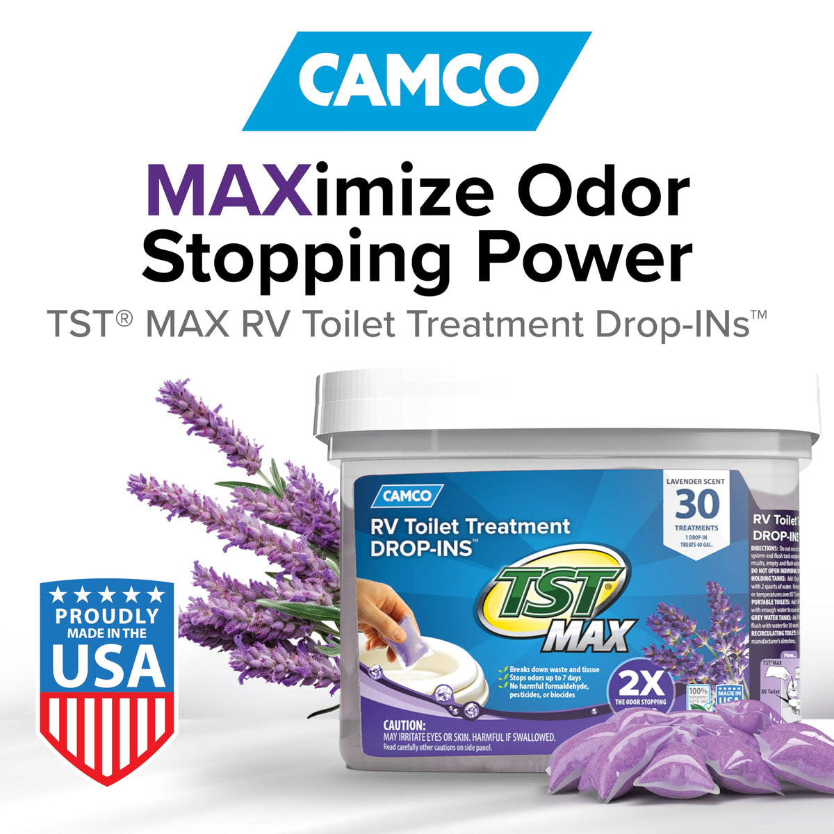 CAMCO 41553 Camco TST MAX RV Toilet Treatment Drop-INs - Lavender 30-pk Made in the USA