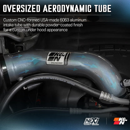K&N FILTER 70-1564 K&N NextGen Aluminum Cold Air Intake System: High-Flow Cotton Filter: Compatible with 2013-2024 RAM 1500; 1500 Classic; 70-1564
