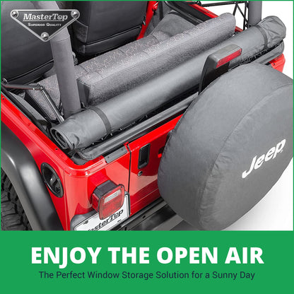 MASTERTOP 13100301 MasterTop - Soft Top Window Roll - Compatible with Jeep Wrangler Accessories CJ YJ TJ JK - Multi Layer Felt Vinyl Window Protection Storage - 1976-2018 - Glass Protection