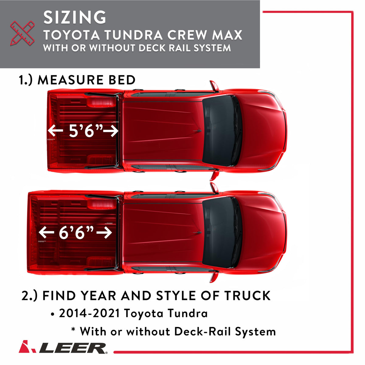 LEER 631289 LEER HF350M Tri-Folding Truck Bed Tonneau Cover, Fits Toyota Tundra Crew Max, Years 2007-2021, 5'6" Truck Bed, Black