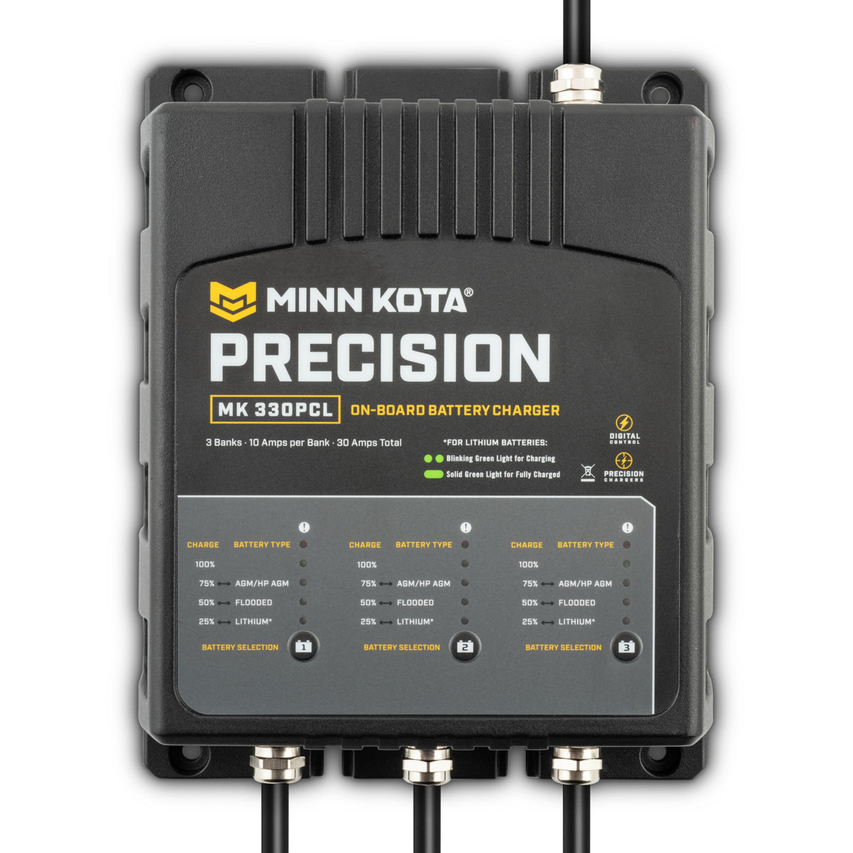 MINN KOTA 1833301 Minn Kota Precision MK-330PCL On-Board Marine Battery Charger – 3 Banks, 10 Amps Each