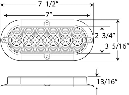 OPTRONICS STL73RBP Optronics STL73RBP 6" Oval Sealed LED Stop/Turn/Tail Light, Red