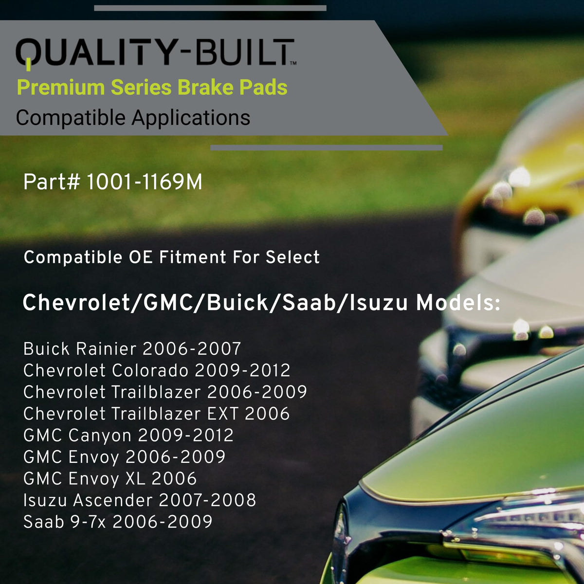 MPA 1001-1169M QUALITY-BUILT Premium Semi-Metallic Front Brake Pads 1001-1169M Compatible with 2006-2012 Buick/Chevrolet/GMC/Isuzu/Saab (9-7x,Ascender,Canyon,Colorado,Envoy,Envoy XL,Rainier,Trailblazer,Trailblazer)