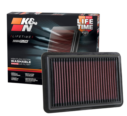 K&N FILTER 33-5050 K&N High-Flow Original Lifetime Engine Air Filter: Increase Power: Washable: Compatible with 2017-2026 HYUNDIA/KIA: Elantra, I30, Kona, Veloster, Cerato, Forte, ProCeed, Seltos, Soul, Xceed, 33-5050