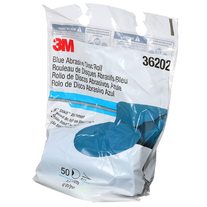 3M 36202 3M Stikit Blue Abrasive Disc Roll, 321U, 36202, 6 in, 80+ Grade, No Hole