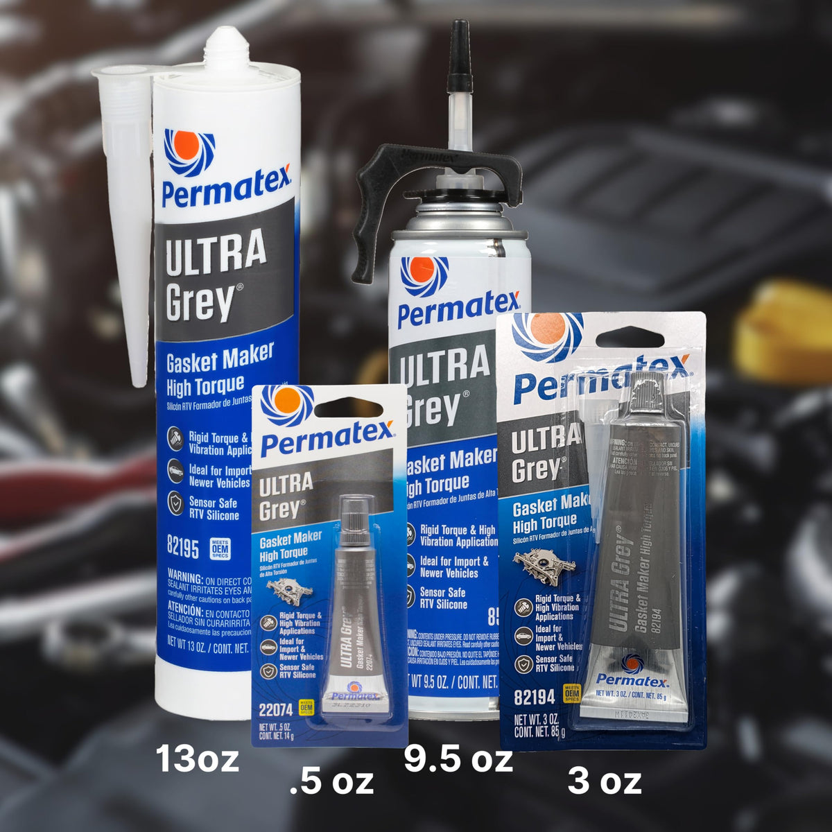 PERMATEX 22074 Permatex 22074 Ultra Grey Rigid High-Torque RTV Silicone Gasket Maker, 0.5 oz.
