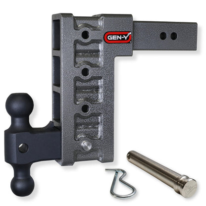 GEN-Y HITCH GH-614 GEN-Y Hitch Tow Hitch for 2.5" Receiver - 9" Drop/Rise with 4 Adjustable Positions, Includes Dual Ball Mount and Locking Pin, 21,000 lbs Towing Capacity, 3,000 lbs Tongue Weight, Silver