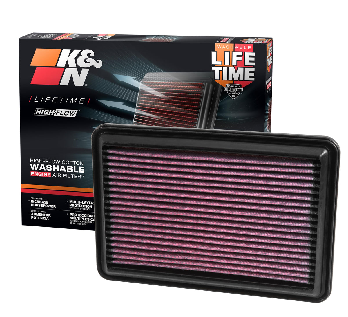 K&N FILTER 33-5016 K&N High-Flow Original Lifetime Engine Air Filter: Increase Power: Premium, Washable: Compatible with 2014-2022 Nisssan/Renault: Qashqai, Rogue, X-Trail, Kadjar, Koleos, QM6, 33-5016