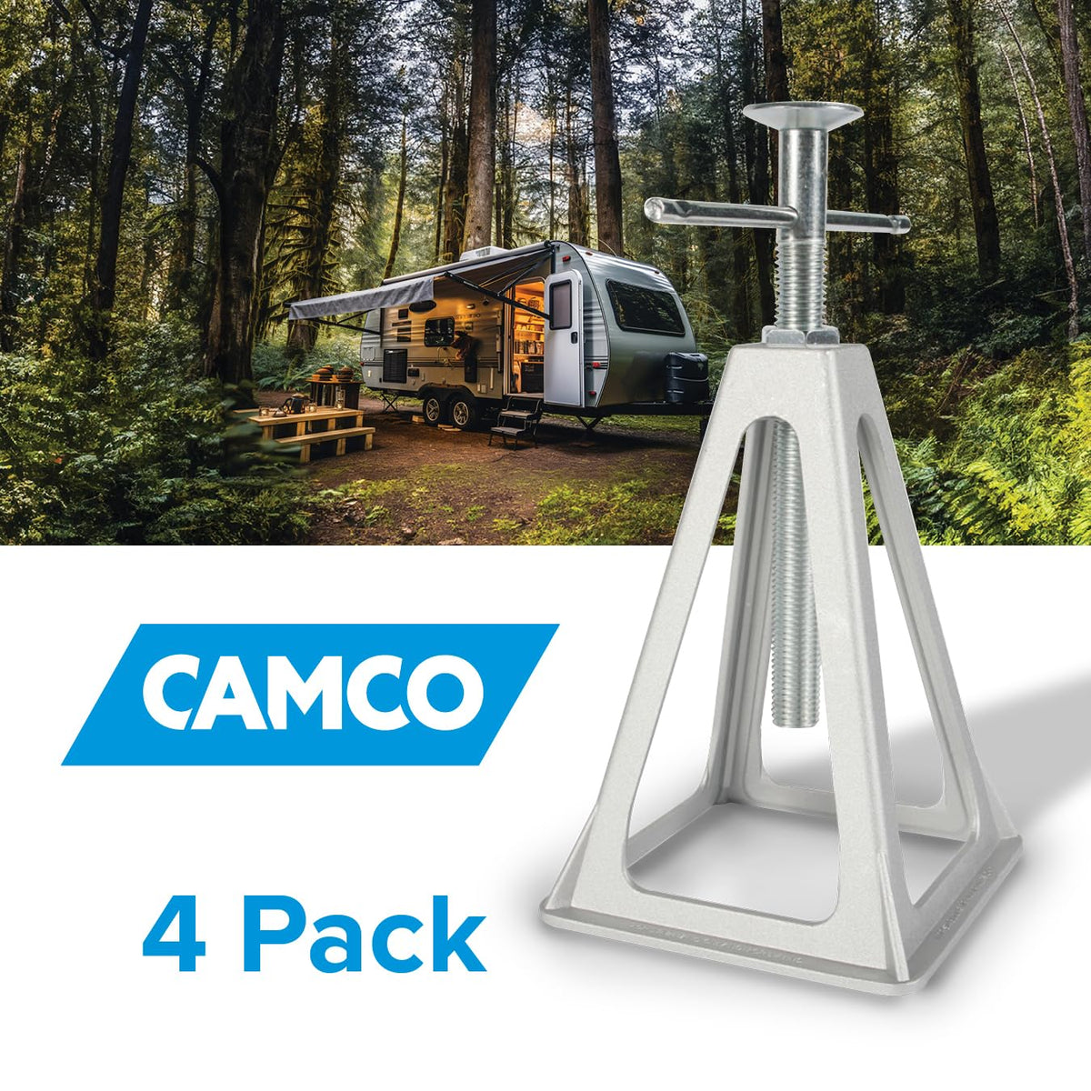 CAMCO 44560 Camco Aluminum Stack Jacks — Stabilize & Position Your RV, Trailer Or Camper —Supports Up to 6,000 lb — Extends 11" - 17" — Pack of 4 (44560)