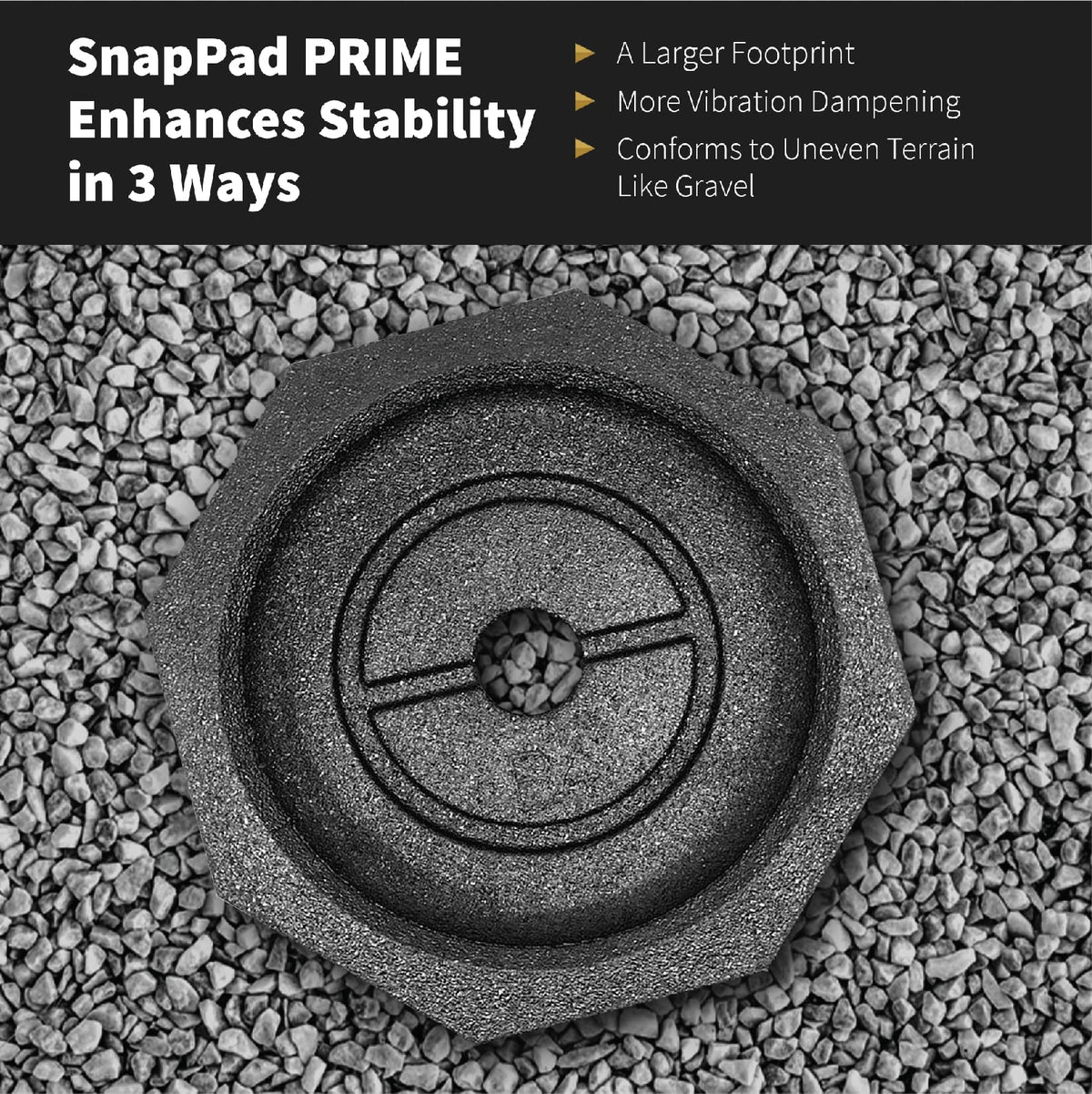 SNAPPAD PRSP4 SnapPad Prime (4-Pack) | Four-Point RV Leveling Blocks Featuring 10" Round Jack Feet | Adds 316% Additional Surface Area, 8.9 lbs. Per Pad & 13.25" Width | Must-Have Camper Leveling Blocks