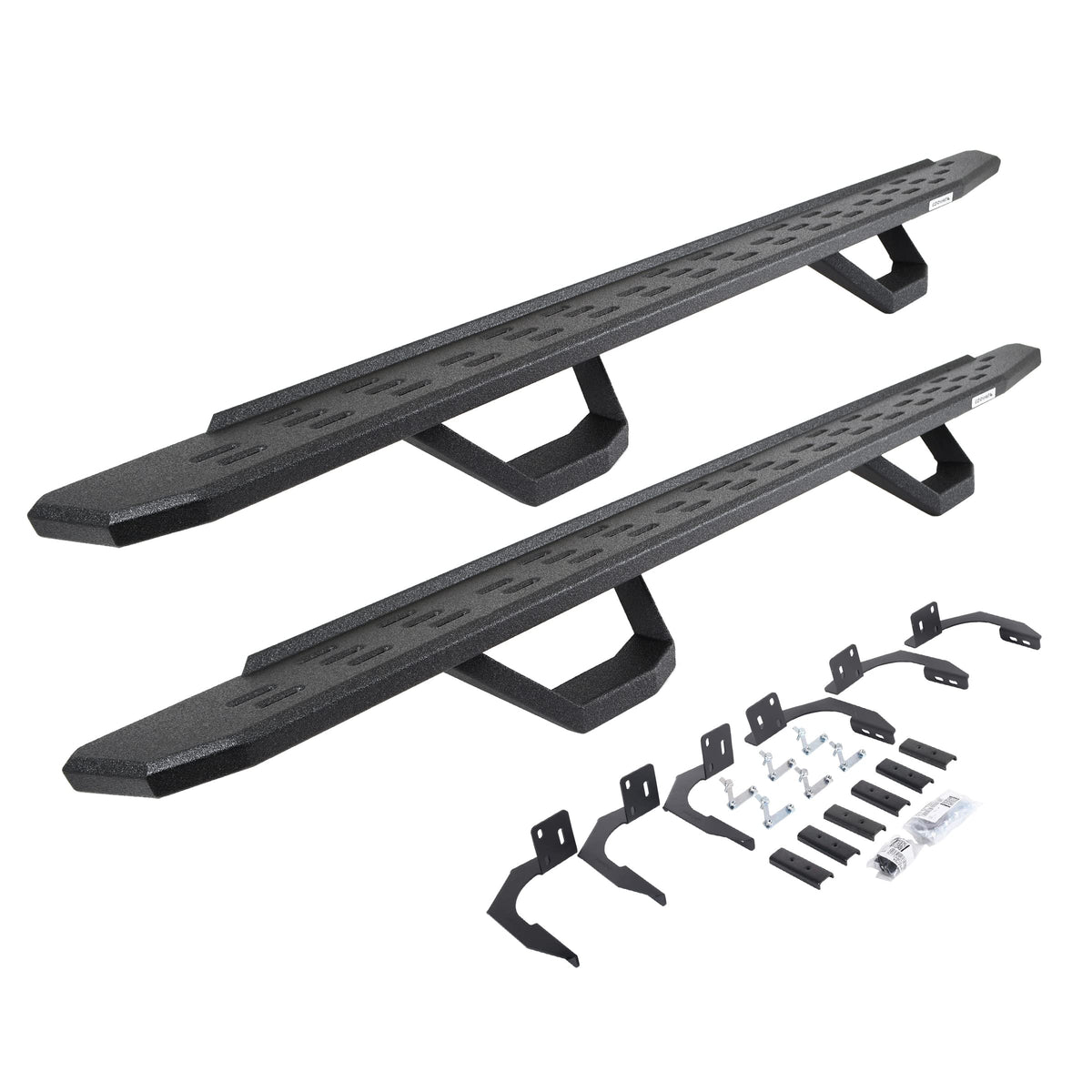 GO RHINO 6961068720T Go Rhino RB30 Running Boards, Brackets, & 2 Pair of Drop Steps | Galvanized Steel, Protective Bedliner Coating | 6961068720T | Fits 2009-2014 RAM 1500 Crew Cab; 2010-2024 RAM 2500/3500 Crew Cab