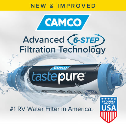 CAMCO 40045 Camco Tastepure RV Water Filter 2-pk - GAC & KDF Filtration-Made in the USA