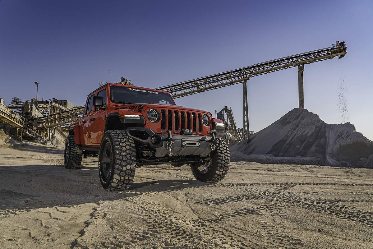 RUGGED RIDGE 11549.42 Rugged Ridge Venator Bumper, Front for Jeep Wrangler/Gladiator | Full Width w/Winch Tray, Steel, Black | 11549.42 | Fits 2018-2025 Jeep Wrangler JL; 2020-2025 Jeep Gladiator JT
