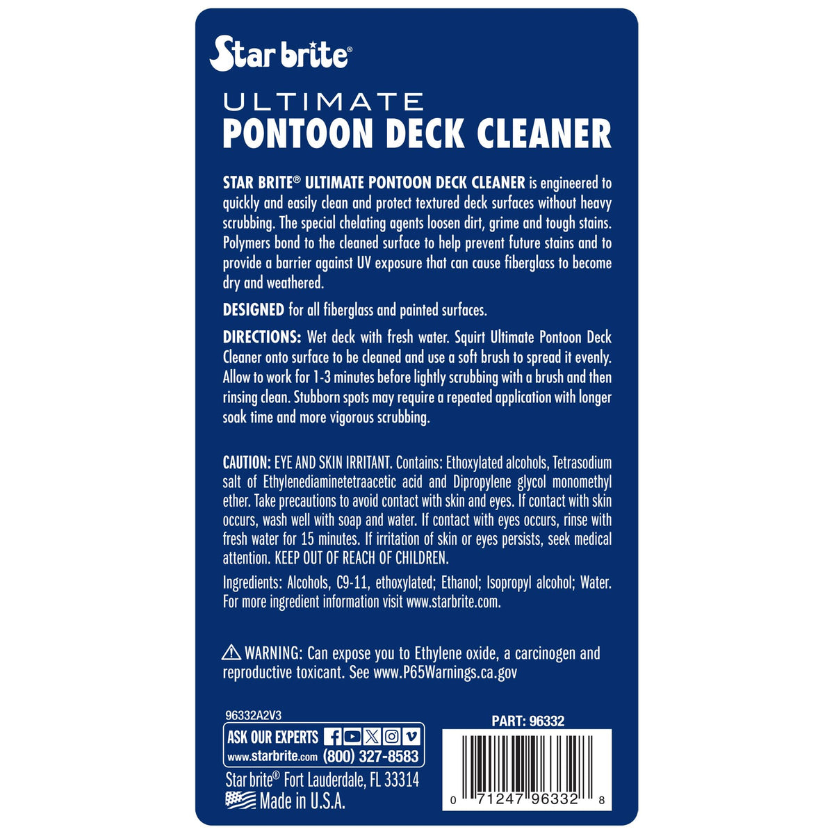 STAR BRITE 096332 STAR BRITE Ultimate Pontoon Deck Cleaner - Lift Dirt & Stains from All Carpets, Woven, Foam & Textured Surfaces - 32 OZ (096332)