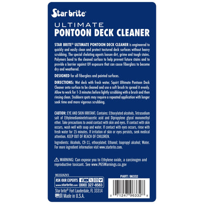 STAR BRITE 096332 STAR BRITE Ultimate Pontoon Deck Cleaner - Lift Dirt & Stains from All Carpets, Woven, Foam & Textured Surfaces - 32 OZ (096332)