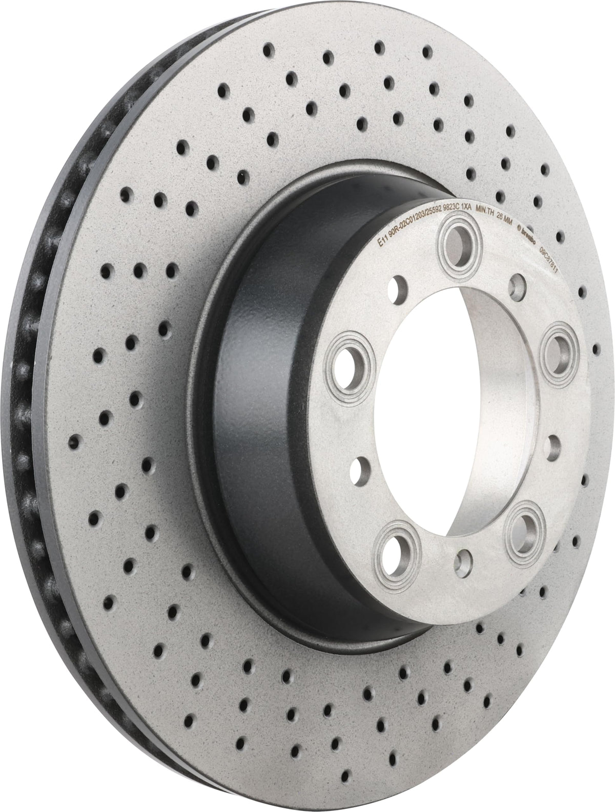 BREMBO 09C87811C02 Brembo 09.C878.11 UV Coated Pillar Vented drilled Rear Brake Rotor PORSCHE OE# 99635240501