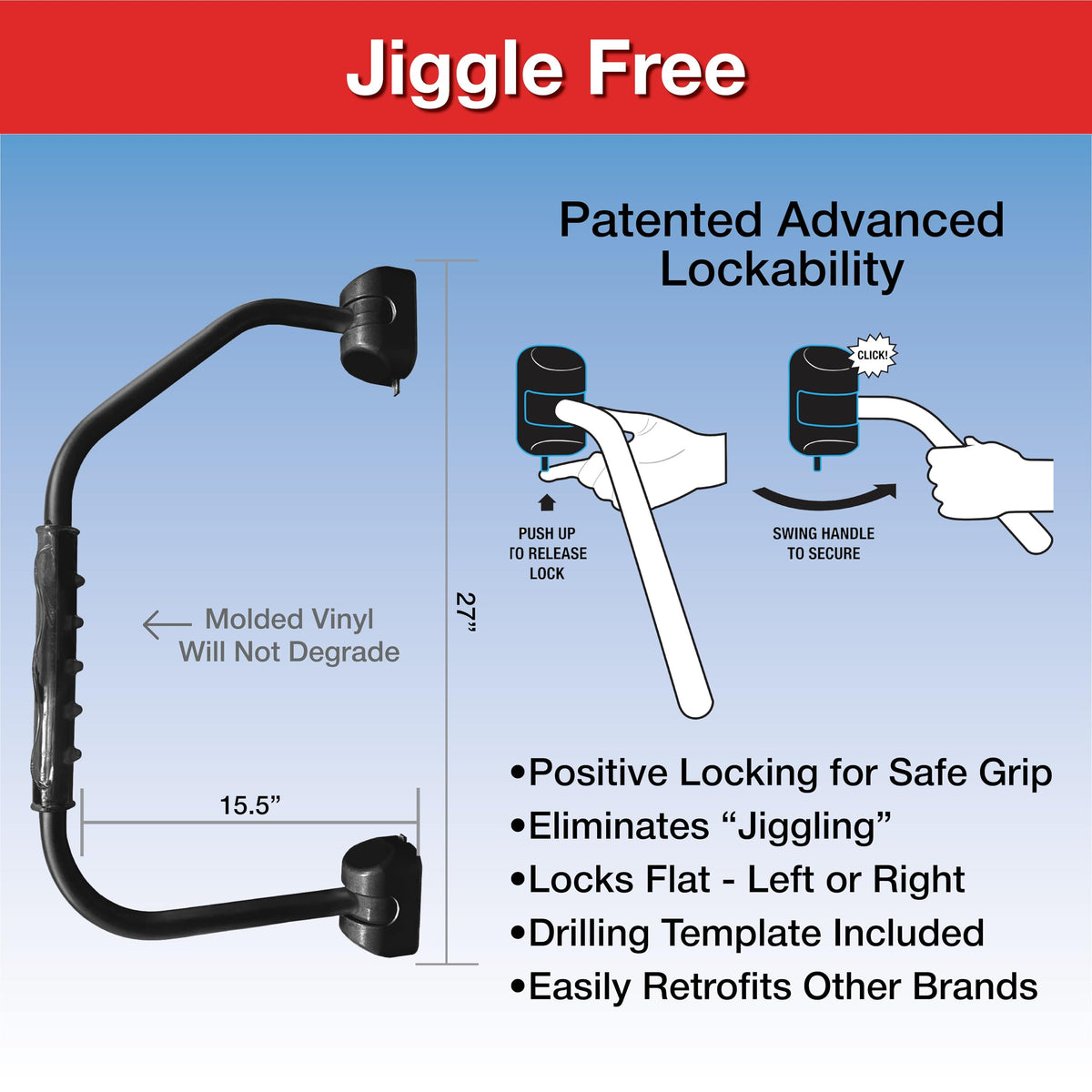 RV DESIGNER R227 RV Designer R227-27" GripSafe Locking Folding RV Handrail Assist, Black