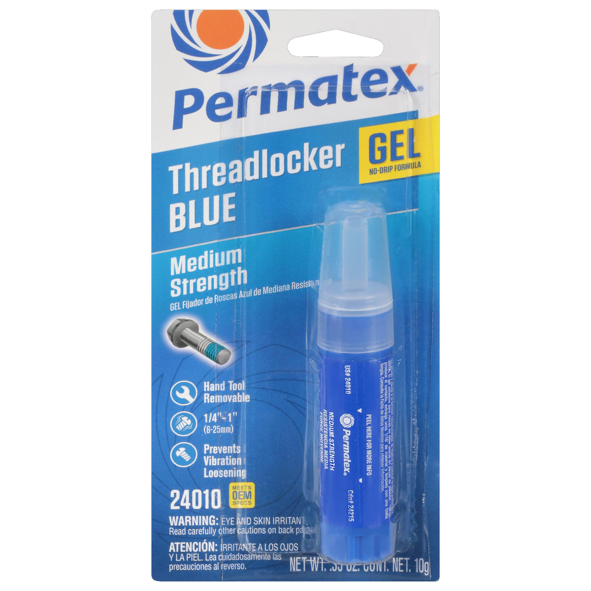 PERMATEX 24010 Permatex 24010 Medium Strength Threadlocker Blue Gel, 10 g Gel Twist Applicator