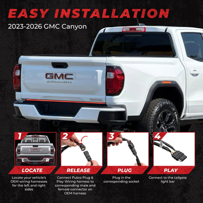 PUTCO 9201948-24 Putco 48" Blade LED Tailgate Light Bar Red/Amber/White LEDs & Plug-N-Play Quick Connect Harness - Fits GMC Canyon 2023-2027