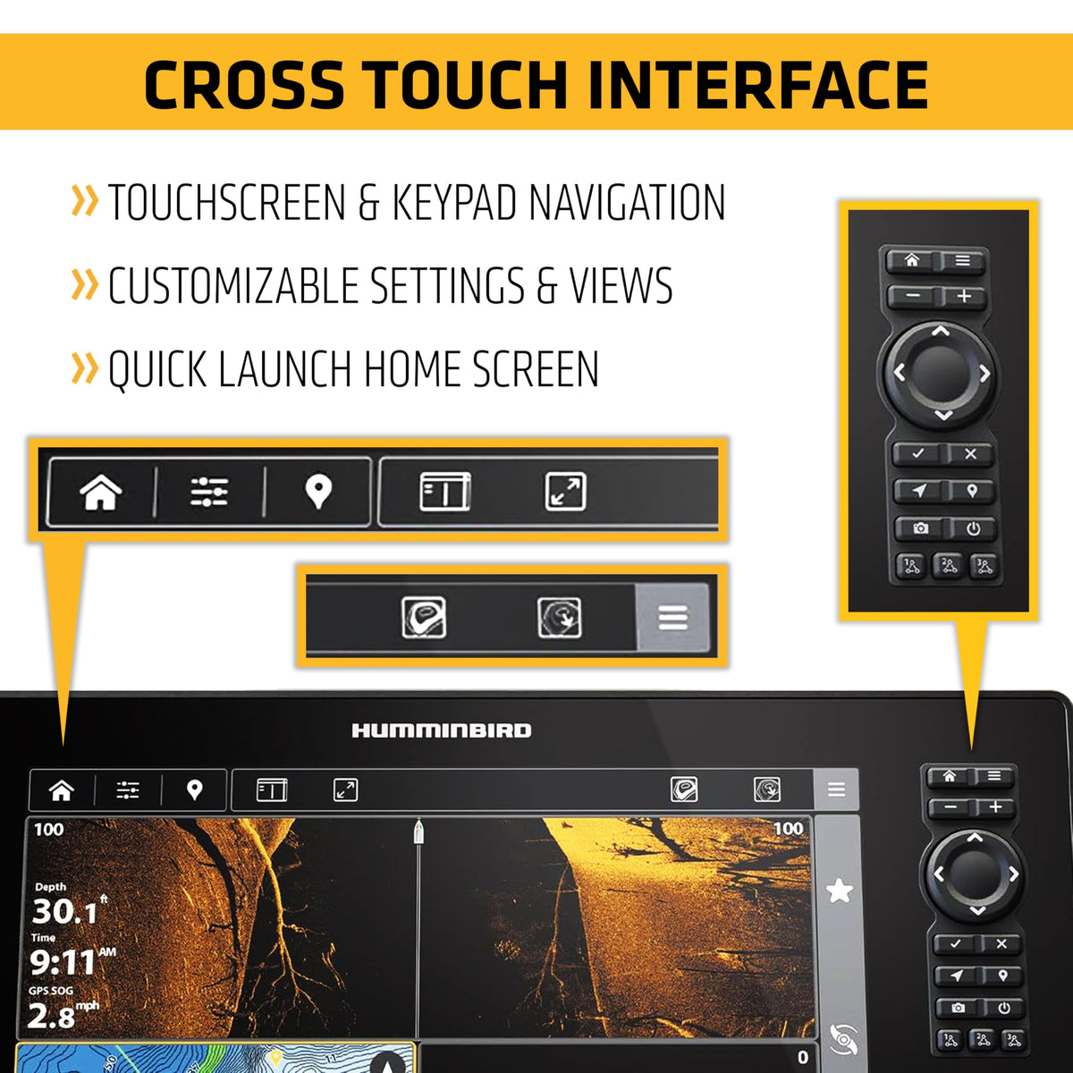 HUMMINBIRD 412020-1CHO Humminbird XPLORE 12 GPS Fish Finder, MEGA Side Imaging+ & HD Touchscreen (Control Head Only)